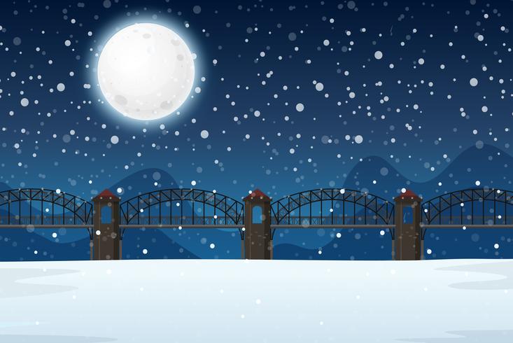 A winter night landscape vector