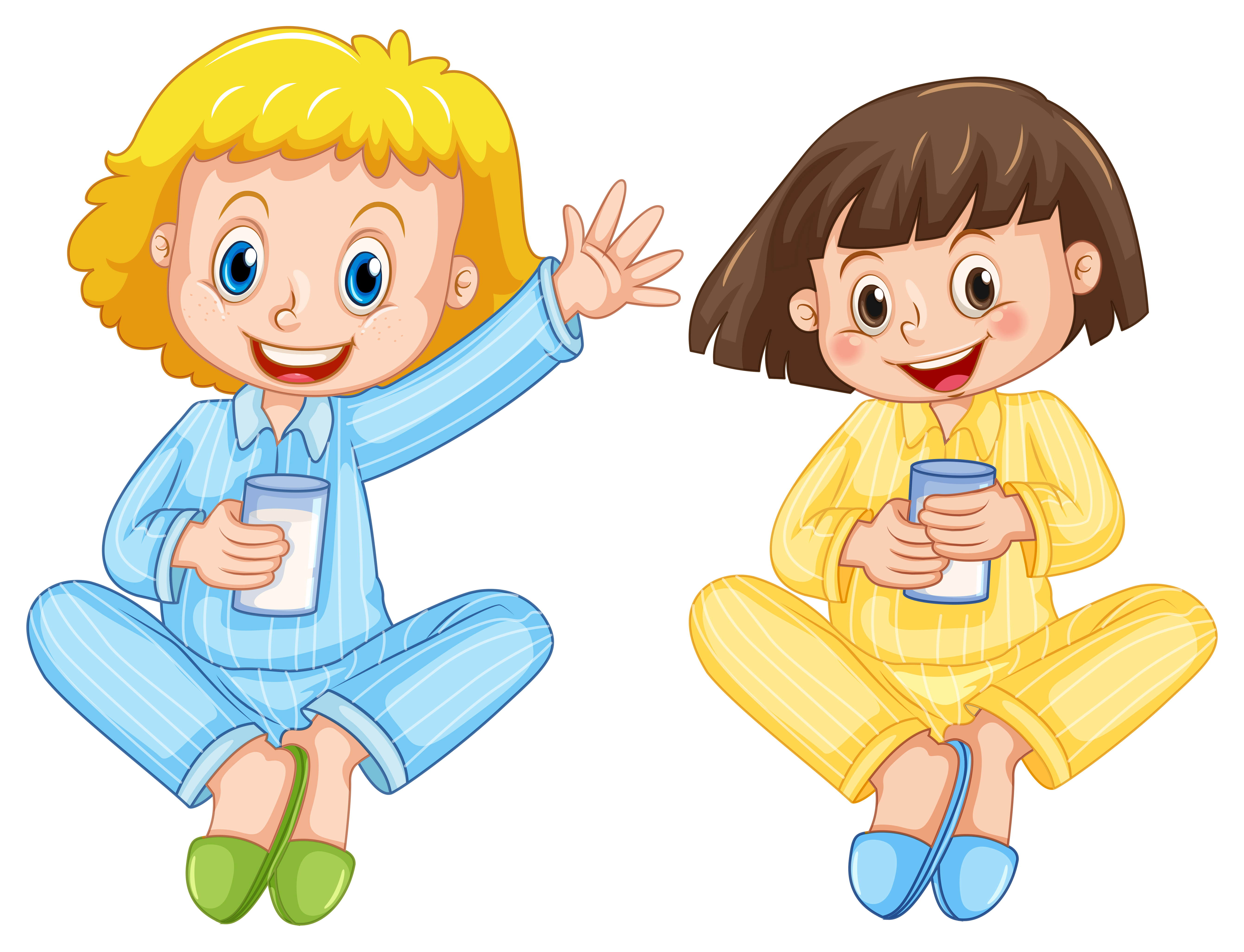 Two girls drinking milk 433001 Vector Art at Vecteezy