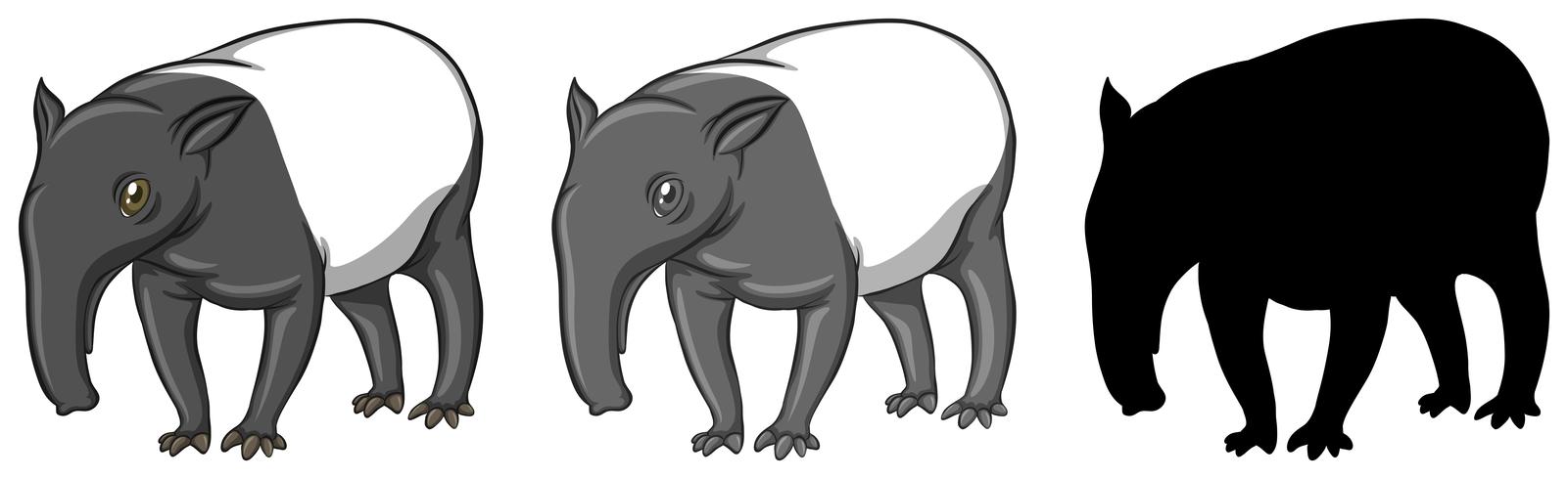 Conjunto de caracteres de tapir. vector