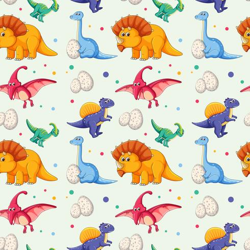 Dinosaur on seamless pattern vector