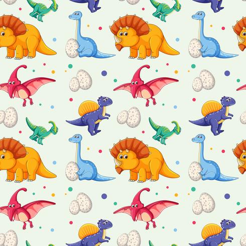 Dinosaur on seamless pattern vector