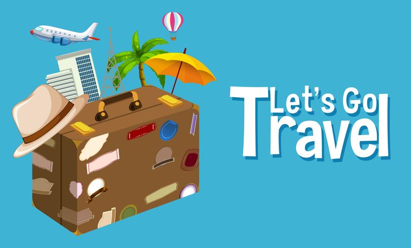 Travel objec on blue background vector