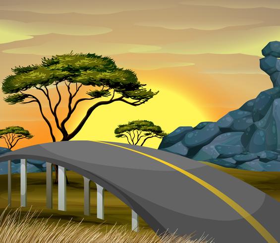 Bridge across the savanna field vector