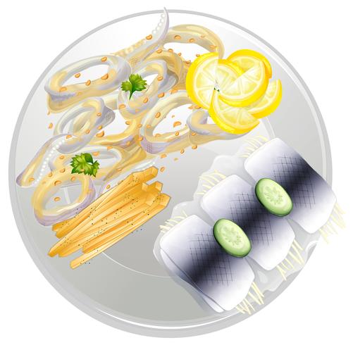 A Plate of Seafood Meal vector