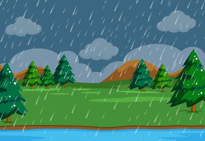 Un simeple lloviendo escena en la naturaleza. vector