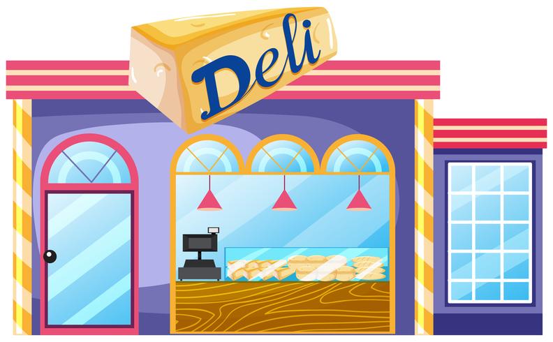 Exterior of deli shop vector