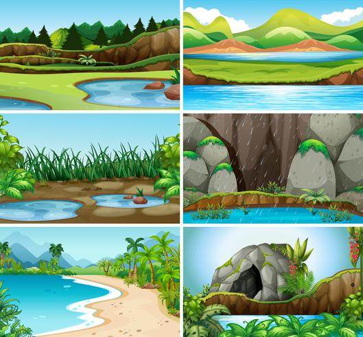 Set of nature landscape vector