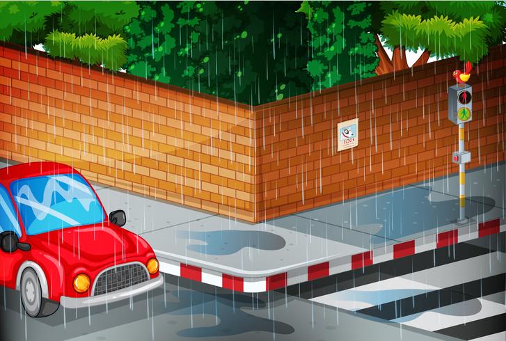 Scene with street in the rain vector