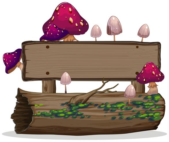 Mushroom on wooden banner vector