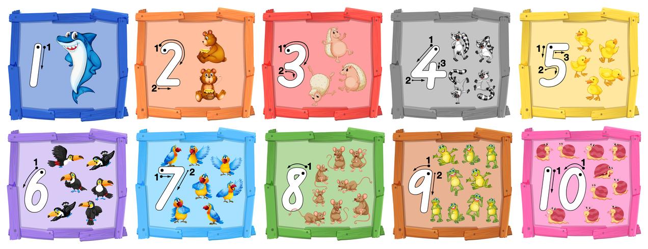Set of number tracing guide banner vector