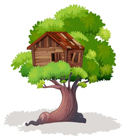 Treehouse on the tree vector