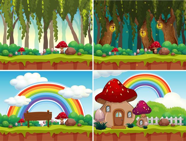 A Set of Mushroom Landscape vector