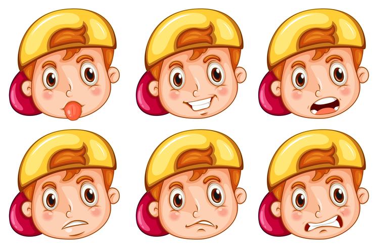 Boy with different emotions vector