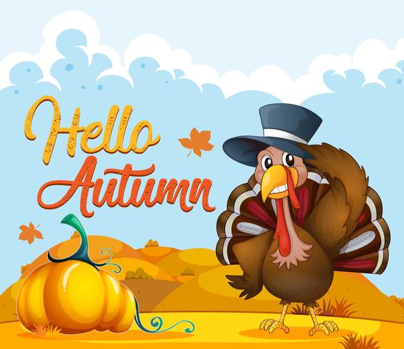 Turkey on autumn template vector