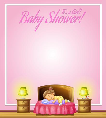 Background design with kid sleeping in bed vector