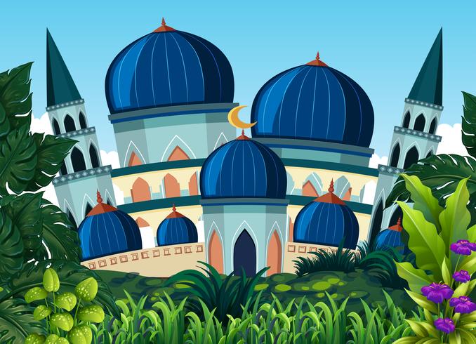 A beautiful blue mosque vector