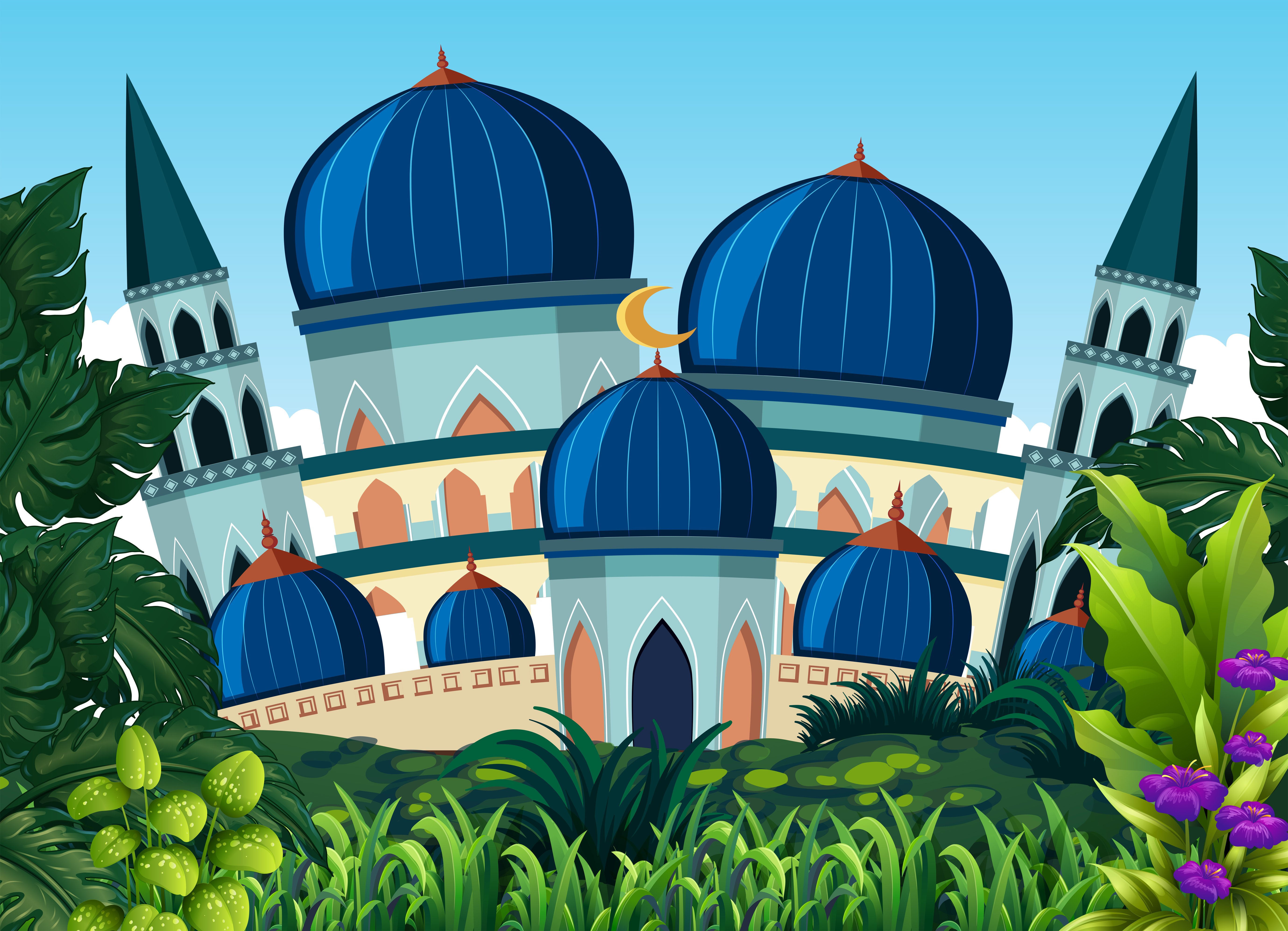 A beautiful blue mosque  433194 Download Free Vectors  