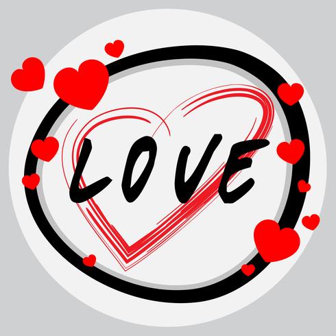 Word design for love with red hearts vector