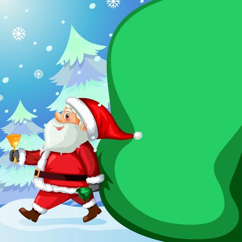 Santa claus and big present bag vector