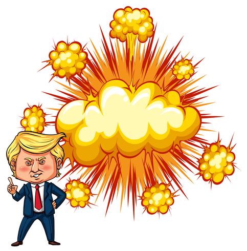 American president Trump with explode background vector