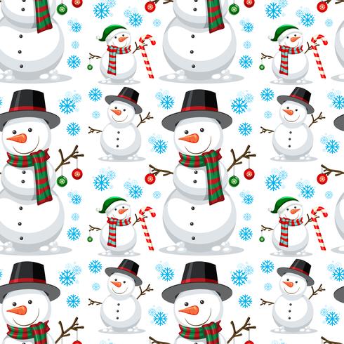 Christmas snowman seamless pattern  vector