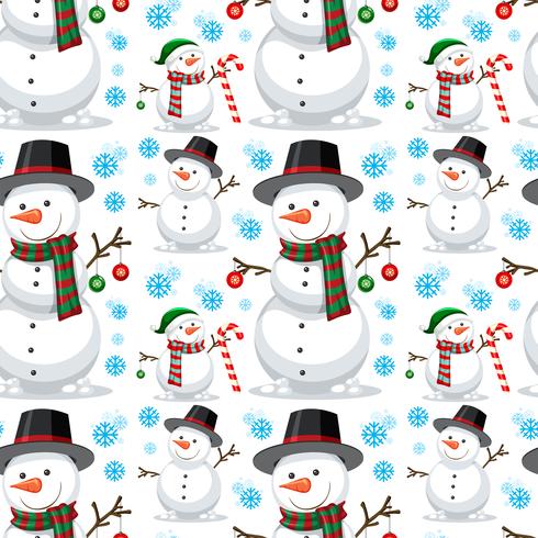 Christmas snowman seamless pattern  vector