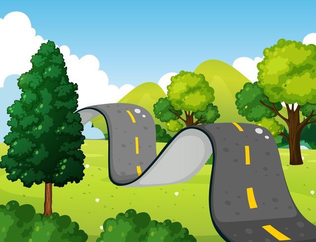 Scene with bumpy road in the park vector