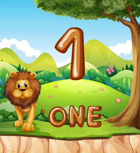 One lion in nature background