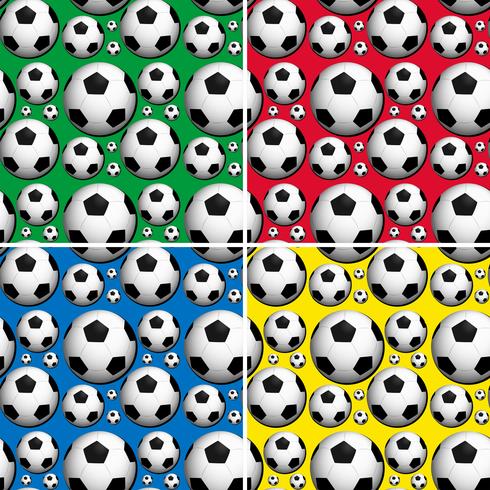 Seamless soccer balls on colors background vector