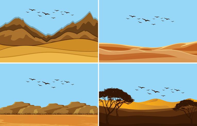 A set of desert landscape vector