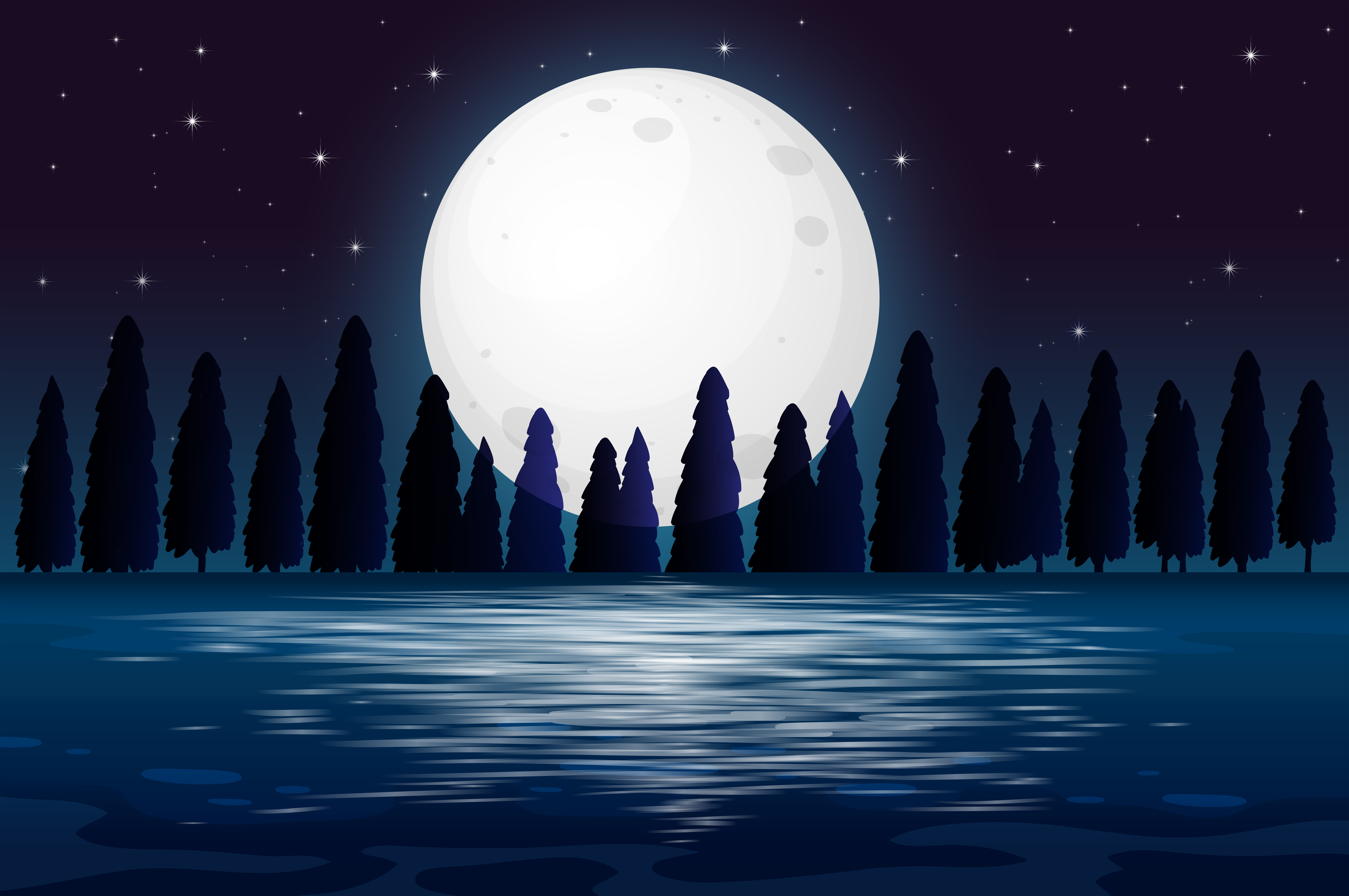 A silhouette night forest scene 433330 Vector Art at Vecteezy