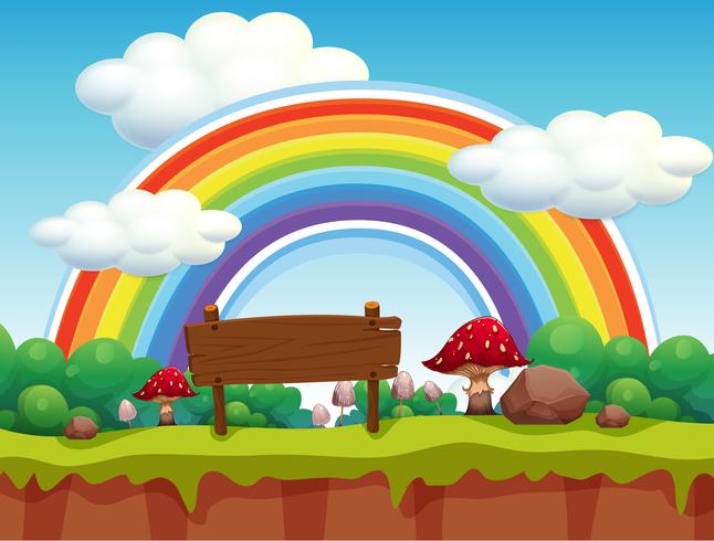 Un parque y un paisaje de arcoiris vector