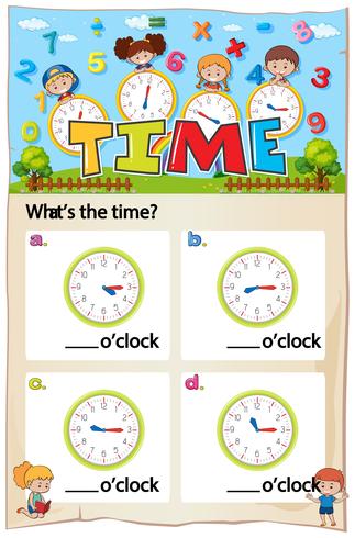 Worksheet template for telling time vector