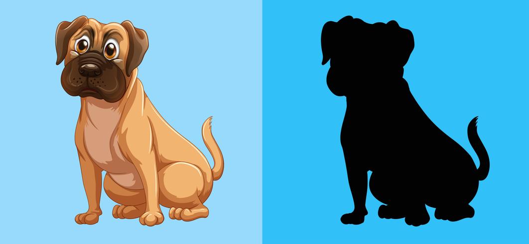 Silhouette dog on blue background vector