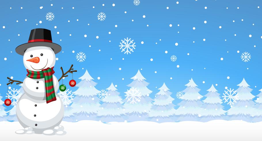 Snowman in the winter background vector