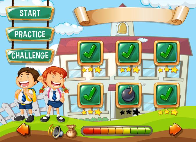 Plantilla de juego de estudiante en la escuela vector