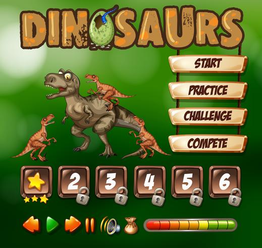 Plantilla de juego con tema de dinosaurio vector