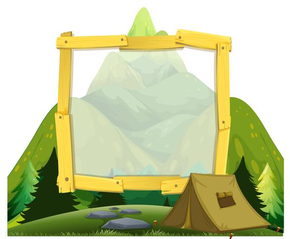 Un marco de camping de montaña. vector