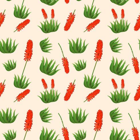 Aloe vera flower seamless pattern vector
