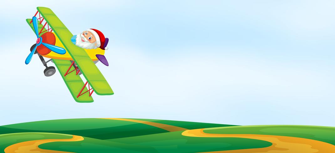 A santa riding airplane template vector