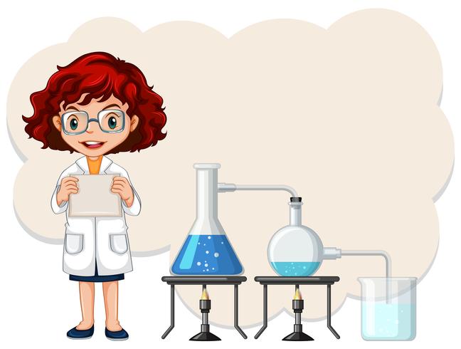 Una plantilla de experimento científico femenino vector