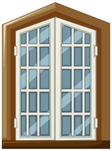 Diseño de ventana con marco de madera. vector