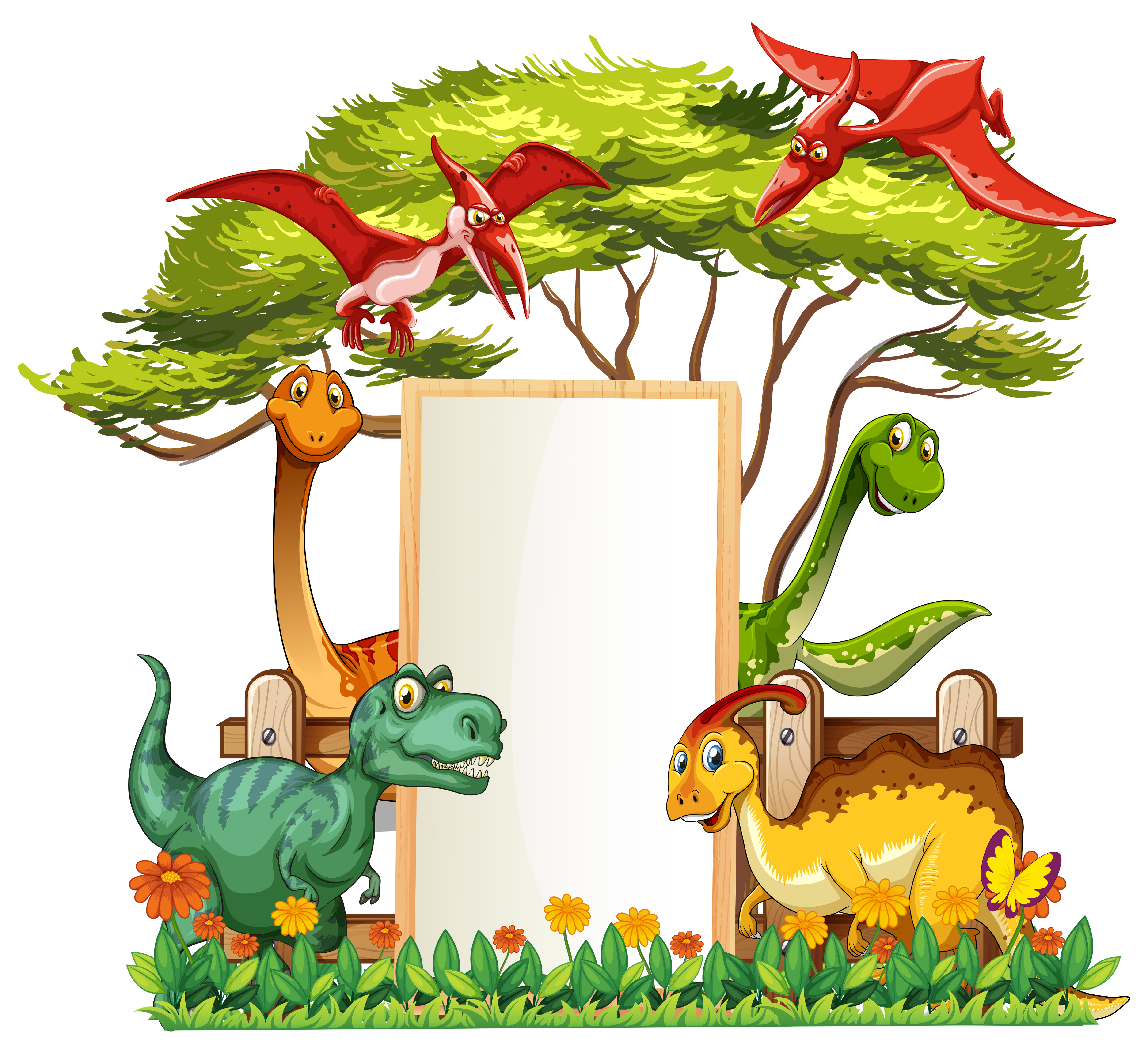 Download Banner template with many dinosaurs in garden - Download ...