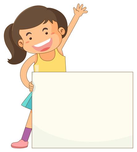 Plantilla de banner con niña feliz vector