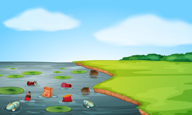 A water pollution landscape vector