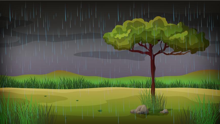 Background scene with rain in the park vector