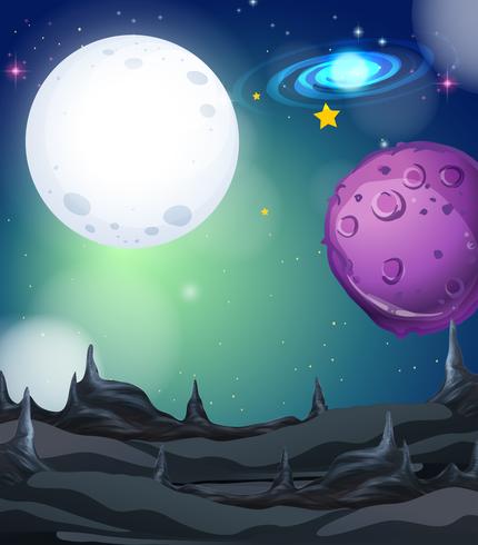 Background scene with fullmoon and stars in space vector