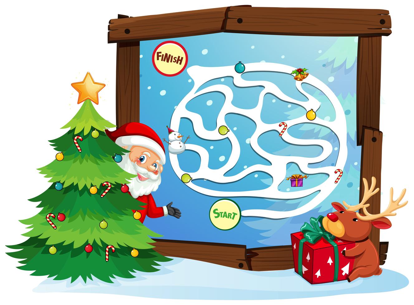 Santa claus maze game template 433471 Vector Art at Vecteezy