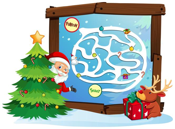 Santa claus maze game template vector