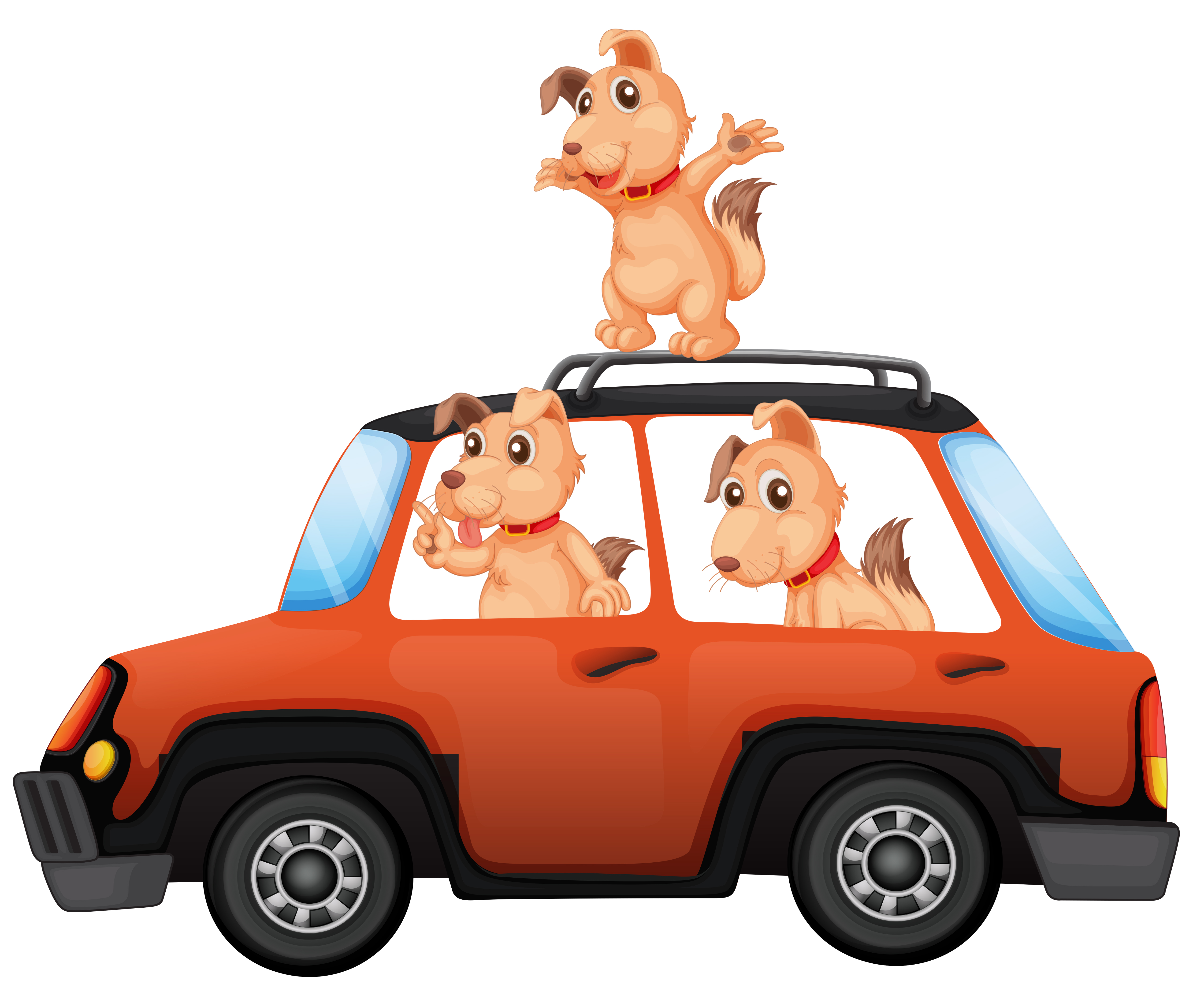 Dogs riding a car on white background 433474 Vector Art at Vecteezy